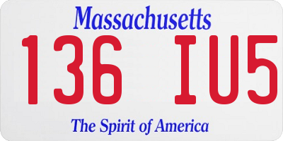 MA license plate 136IU5