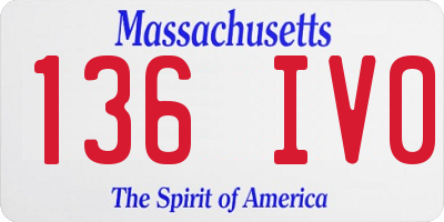 MA license plate 136IV0