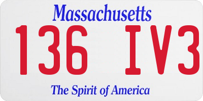 MA license plate 136IV3