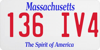 MA license plate 136IV4