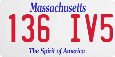 MA license plate 136IV5