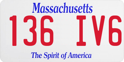 MA license plate 136IV6