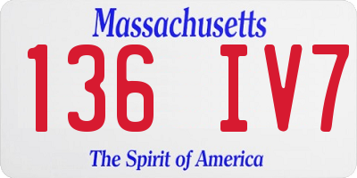 MA license plate 136IV7