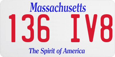 MA license plate 136IV8