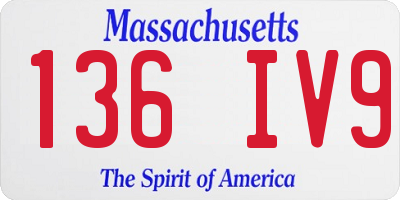 MA license plate 136IV9