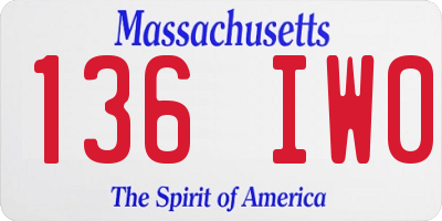 MA license plate 136IW0
