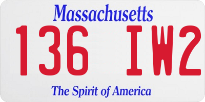 MA license plate 136IW2