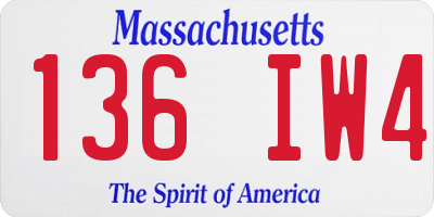 MA license plate 136IW4