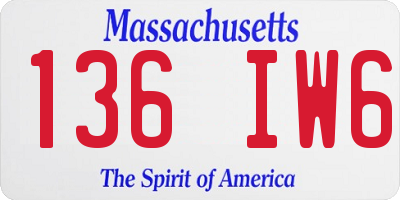 MA license plate 136IW6