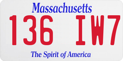 MA license plate 136IW7
