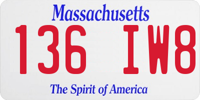 MA license plate 136IW8