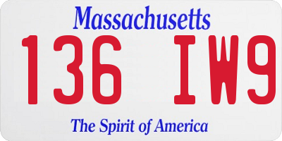 MA license plate 136IW9