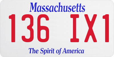 MA license plate 136IX1