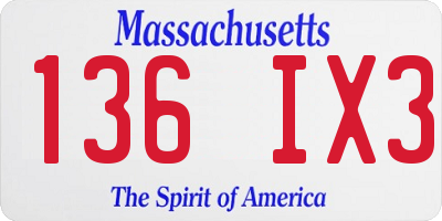 MA license plate 136IX3
