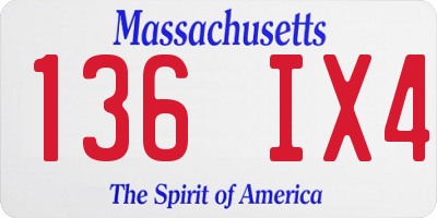 MA license plate 136IX4