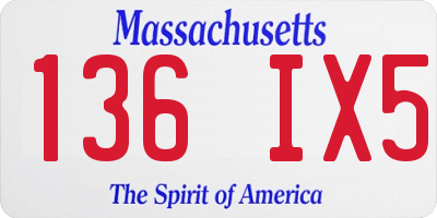 MA license plate 136IX5