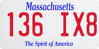 MA license plate 136IX8