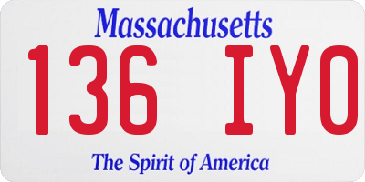 MA license plate 136IY0