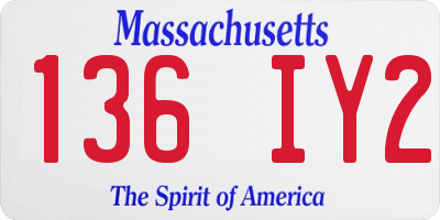 MA license plate 136IY2