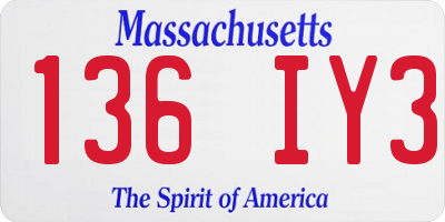 MA license plate 136IY3