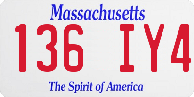MA license plate 136IY4