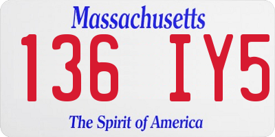 MA license plate 136IY5