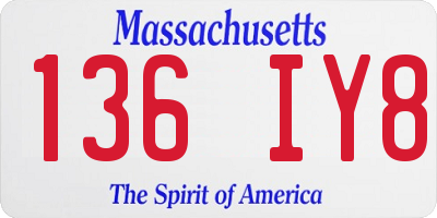 MA license plate 136IY8