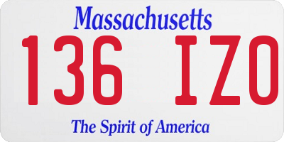 MA license plate 136IZ0