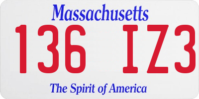 MA license plate 136IZ3