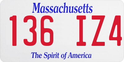 MA license plate 136IZ4