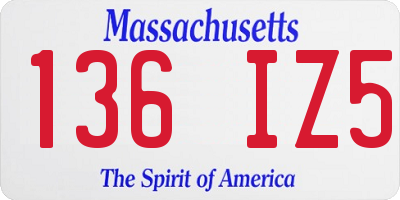 MA license plate 136IZ5