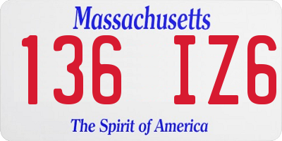 MA license plate 136IZ6