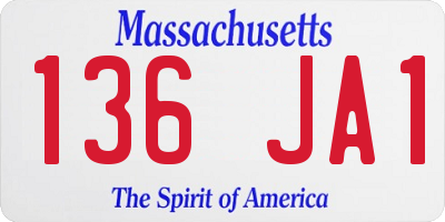 MA license plate 136JA1