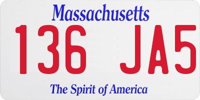 MA license plate 136JA5