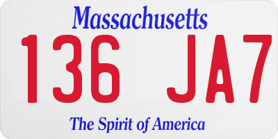 MA license plate 136JA7