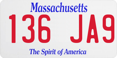 MA license plate 136JA9
