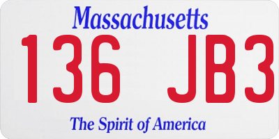 MA license plate 136JB3