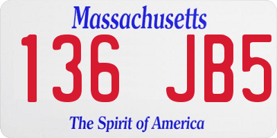 MA license plate 136JB5
