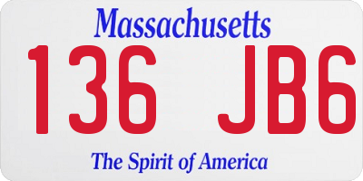 MA license plate 136JB6