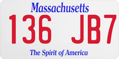 MA license plate 136JB7