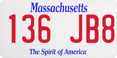 MA license plate 136JB8