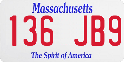 MA license plate 136JB9