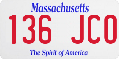 MA license plate 136JC0