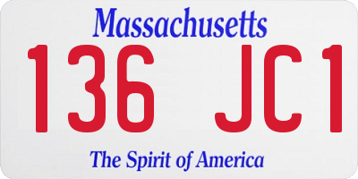MA license plate 136JC1