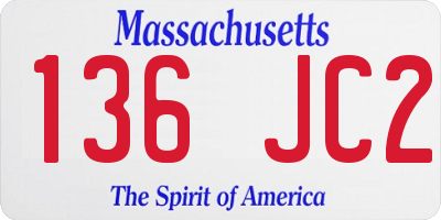 MA license plate 136JC2