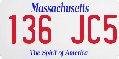 MA license plate 136JC5
