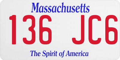 MA license plate 136JC6