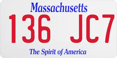 MA license plate 136JC7