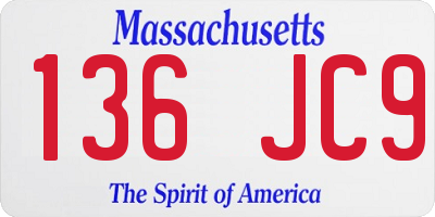 MA license plate 136JC9