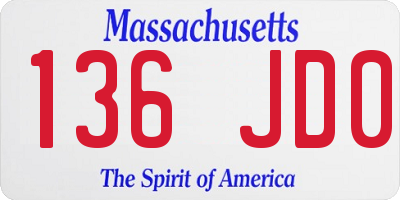 MA license plate 136JD0